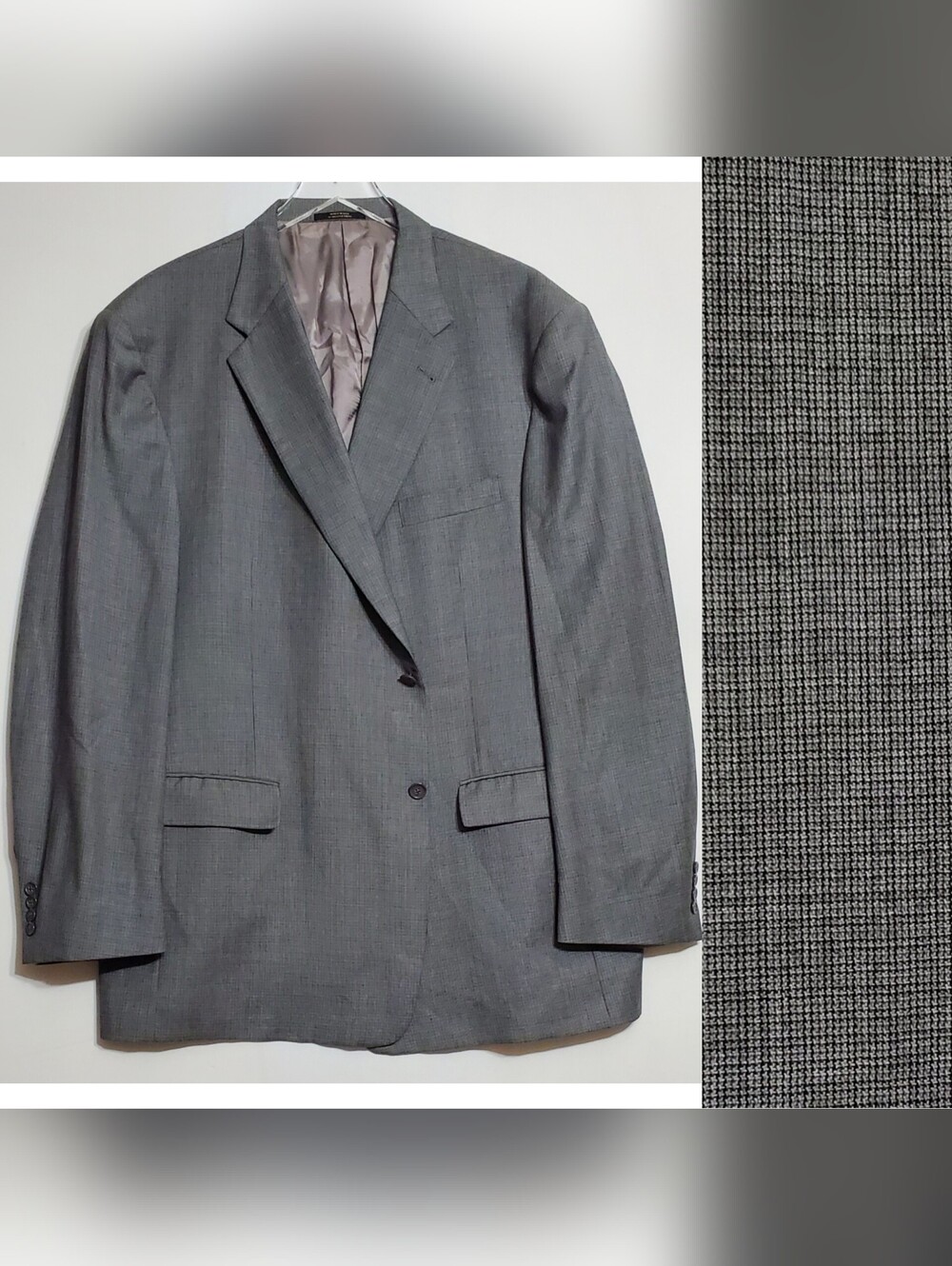 Hart Schaffner Marx 52L 2 buttons sport jacket gray houndstooth wool academia